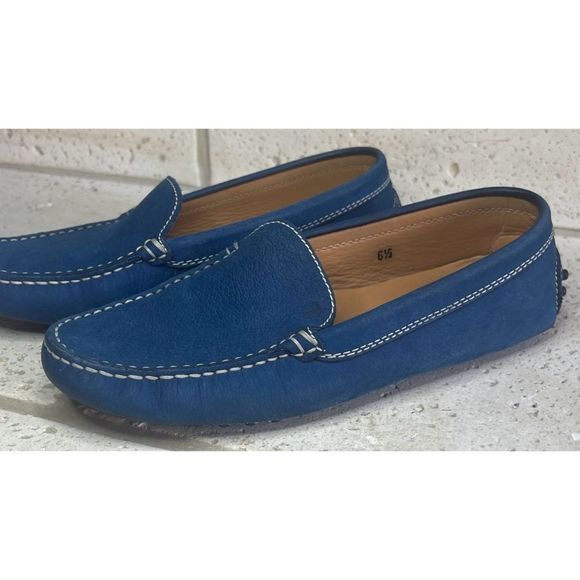 Tod's Wonen’s Blue Leather Gommino Driving Loafers Size 6 1/2 - Picture 9 of 13